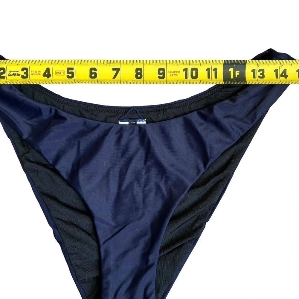 NWT J. Crew Navy Blue Curved Waist Cheeky Bikini Bottoms Minimalist Sz M